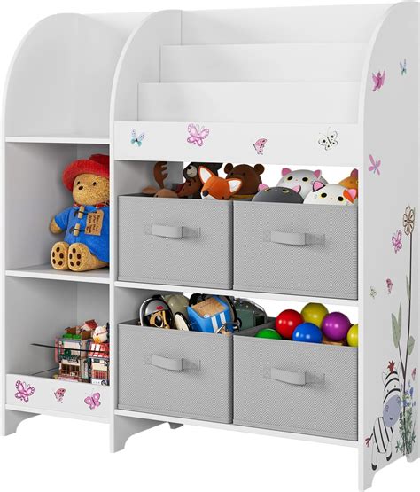 Bluey Kids Bedroom Toy Storage Unit With 6 Fabric Storage Boxes
