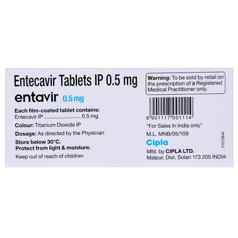 Entavir 05 Mg Tablet 10s Price Uses Side Effects Composition
