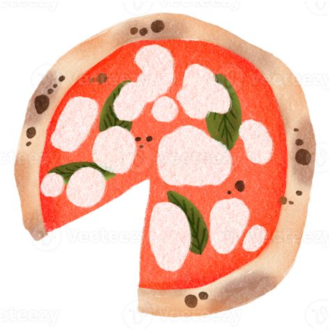 Italian Food Margherita Pizza Decorative Hand Drawn Illustration