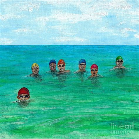 Swimming Team Sea Swimmers Painting By Breezy Cove