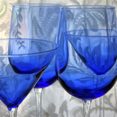 Two 10 Tall Cobalt Blue Wine Glasses And By Vintagewonderforever