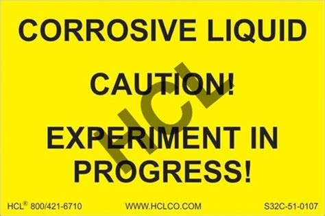Corrosive Liquid Caution Experiment In Progress