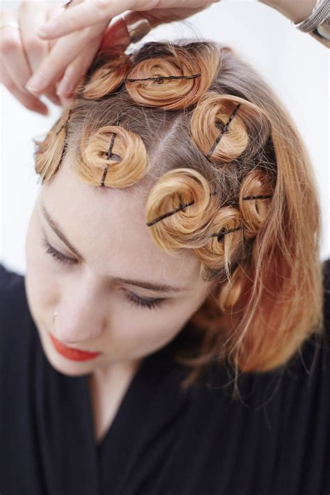 this pin curls hair tutorial delivers bouncy waves without a curling iron pin curl hair pin