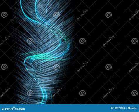 Blue Palm Tree With Neon Lights Isolated On Black Stock Photo Image