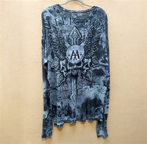 Vintage Affliction Thermal Cross With Skulls Long Sleeve Grailed