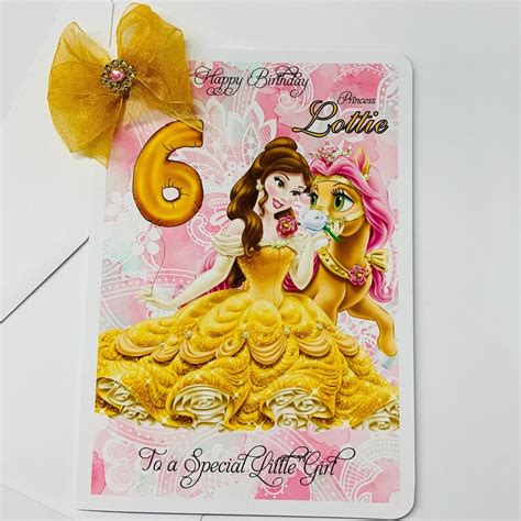Princess Belle Personalised Birthday Card For Girlsdisney Etsy