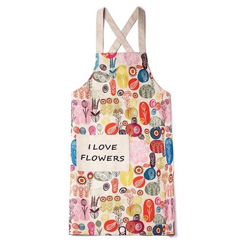 Long Printed Flowers Simple Cleaning Aprons Bbq Unisex Adult Party Cooking Aprons For Woman Men