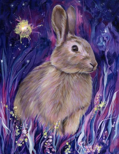 Items Similar To Rabbit Spirit Print Bunny Animal Painting Woodland