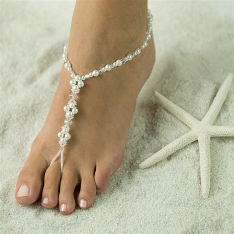 Crystals N Pearl Barefoot Sandals Foot Jewelry Beach Etsy