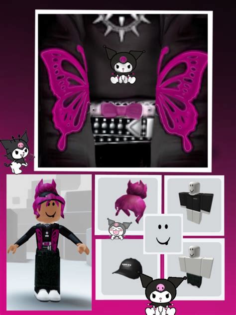 Hello Kitty Emo Kuromi Outfit T Shirt Png Roblox Shirt Aesthetic T