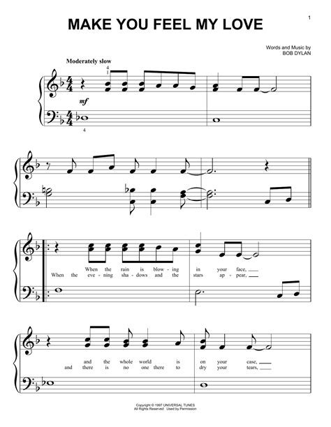 Make You Feel My Love Sheet Music By Adele Piano Big Notes 89302