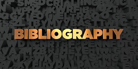 Bibliography Gold Text On Black Background 3d Rendered Royalty Free