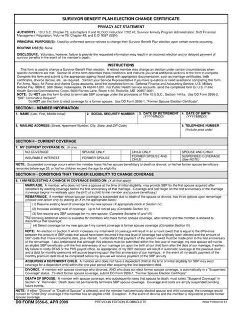 Dd Form 2656 6 Download Fillable Pdf Survivor Benefit Plan Election