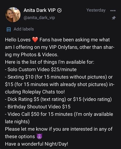 Anita Dark On Twitter Great News For Everyone My Official Vip Onlyfans Page Is Up And