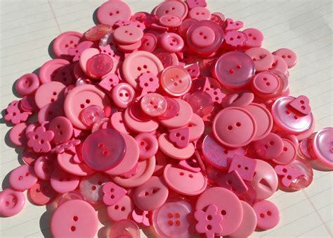 Bright Pink Buttons Sewing Bulk Assorted Button Coral Pink Etsy