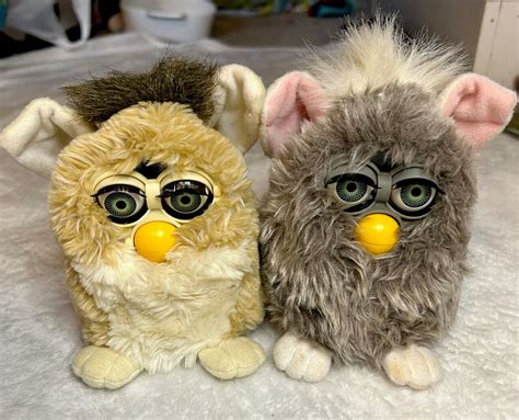 Vintage 1998 Furby Lot Of 2 Not Tested Tan And Grey Original