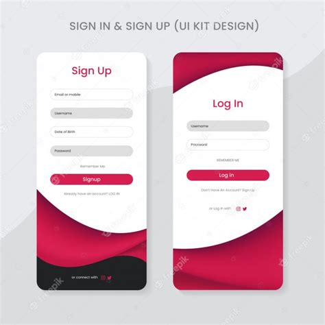 Premium Vector Sign Up And Login Interface For Mobile Ui
