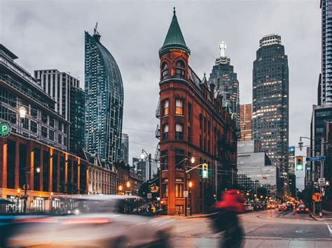 Wallpaper Canada Ontario Gooderham Building City Street Dusk