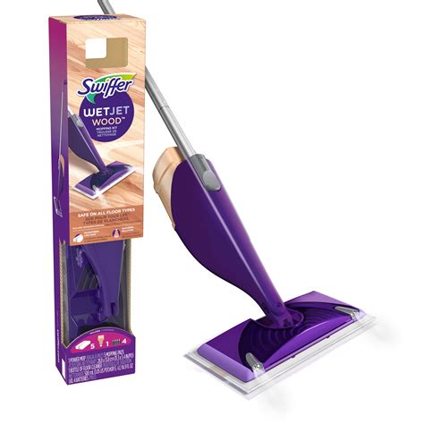 Swiffer WetJet Wood Floor Spray Mop Starter Kit (1 Power Mop, 5 Mopping