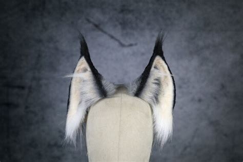 Realistic Gray Lynx Ears Faux Fur Handmade Cosplay Wild Cat Etsy