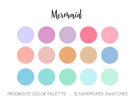 The Mermaid Color Palette Is Shown With Different Colors And Shapes