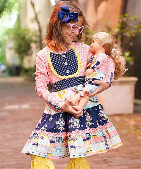 Look At This Shrimp And Grits Kids Pink And Navy Cora Twirl Dress Toddler