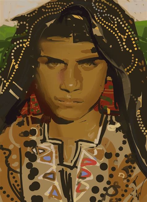 A Digital Painting Of A Native American Woman