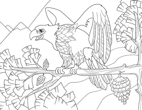 Funny Eagle In A Tree Branch Coloring Page Download Print Or Color