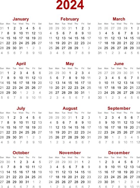 Calendar 2024 Png File Png Mart