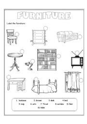 Free printable furniture coloring pages. furniture - ESL worksheet by christofor