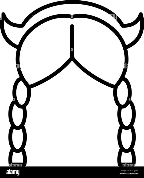 Bavarian Costume Braids Icon Over White Background Line Style Vector
