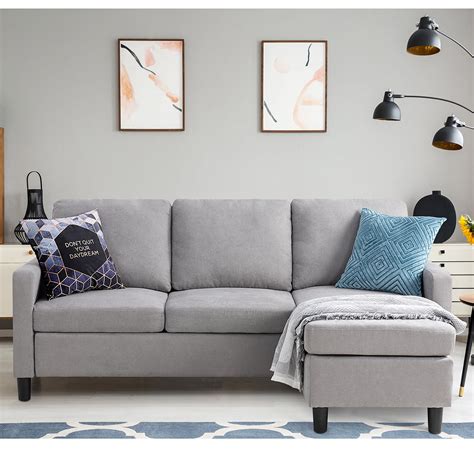 Sobaniilo Convertible Sectional Sofa Couch Modern Linen Fabric L