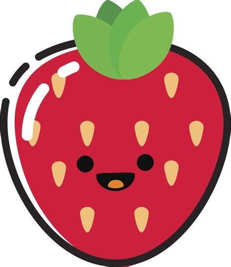 Happy Cute Kawaii Fruit Cartoon Emoji Strawberry Vinyl Decal Sticker Fruit Cartoon Kawaii