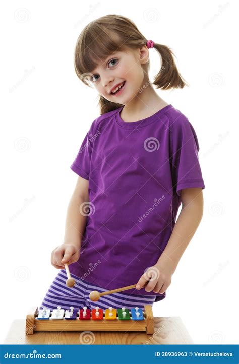 Little Girl Playing Xylophone Stock Image Image Of Girl Individual