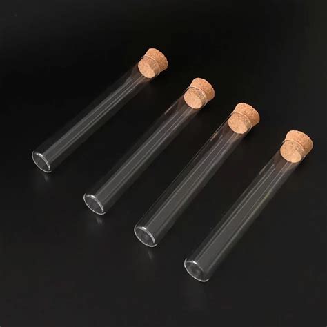 Pcs Lot X Mm Clear Flat Bottom Glass Test Tube With Cork Stoppers Laboratory Supplies In