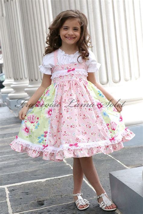 Little Girls Easter Birthday Green Pink Floral Ruffled Dress Jolie