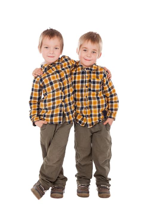 Two Little Boys Standing Together Stock Photo Image Of Friend Smile