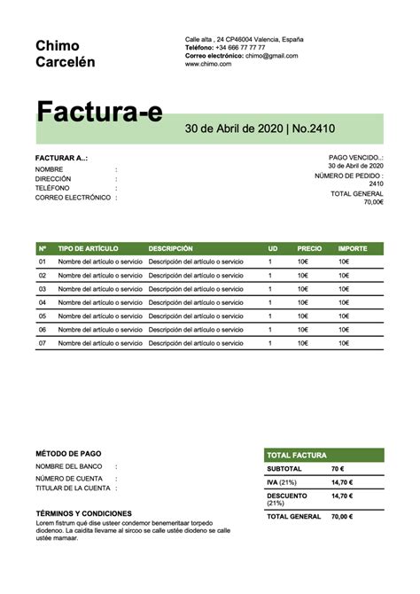 Plantilla Factura Gratis A Descargar En Formato Word O Excel Free Hot