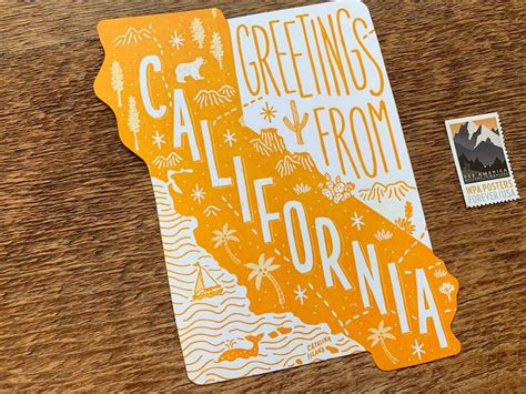 California Postcard Greetings From California Die Cut Etsy
