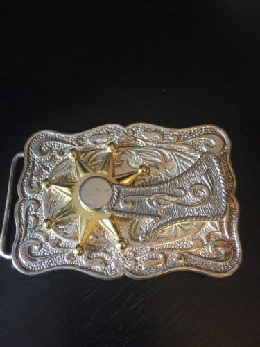 Novelty Spur That Spins Belt Buckle Two Tone Western Detail Dimensional