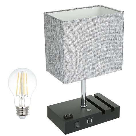 Neoglint Touching Control Table Lamp With 2 Usb Ports And One Outlet 3