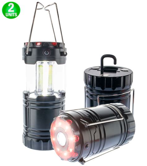2pc Collapsible Camping Lantern Flashlight Cob Led Emergency Light