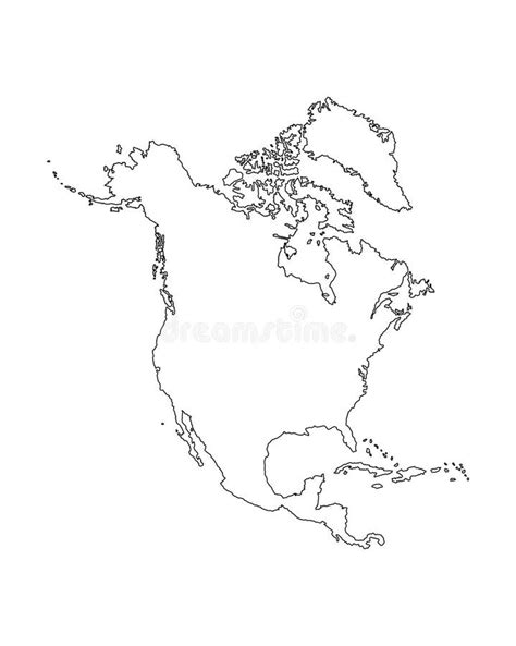 Northern America Vector Map Contour Silhouette Illustration Isolated On