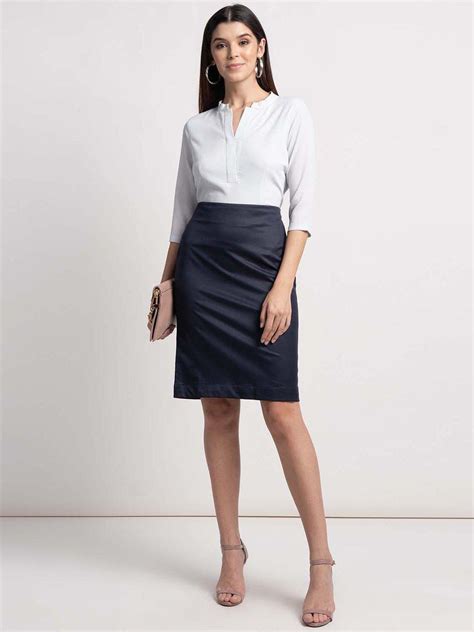 Buy Navy Blue Polycotton Straight Skirt Skirts For Women Power Sutra Powersutra