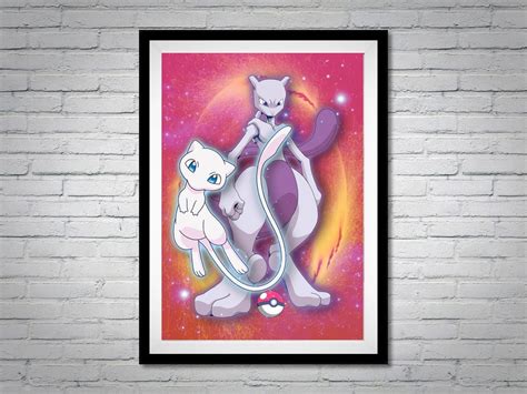 Mewtwo And Mew Digital Artwork Etsy Australia