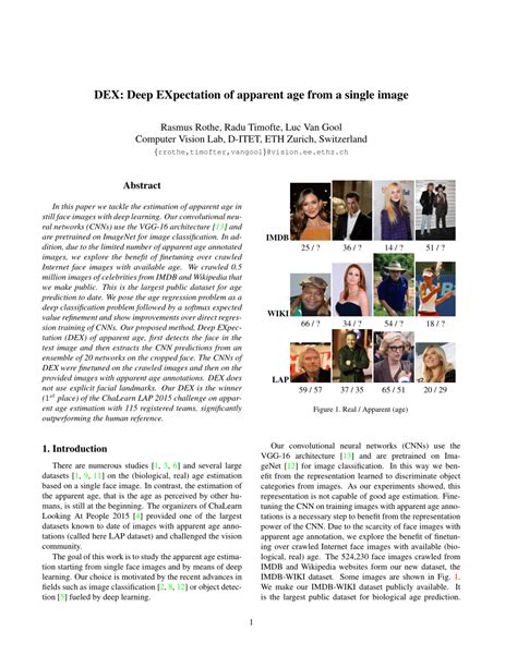 Pdf Dex Deep Expectation Of Apparent Age From A Single Image