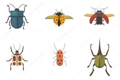 Conjunto De Insectos De Estilo Plano Iconos De Diseño Vectorial