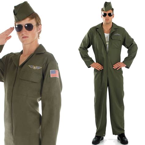 Mens Ladies Sexy Aviator Fancy Dress Costume 80s Film Fighter Pilot