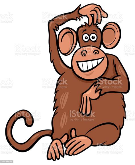 Funny Monkey Animal Character Cartoon Illustration Stock Illustration