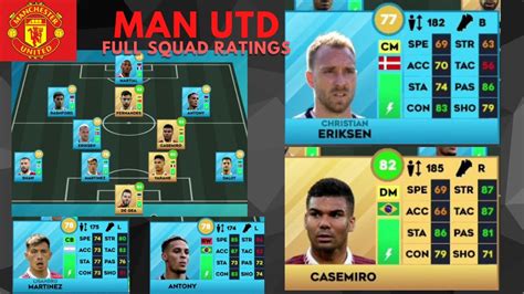 Dls 23 Manchester United Player Ratings Full Squad Ratings Youtube